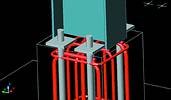 Visual inspection in 3D reveals a clash of reinforcement and holding down bolts in a stub column